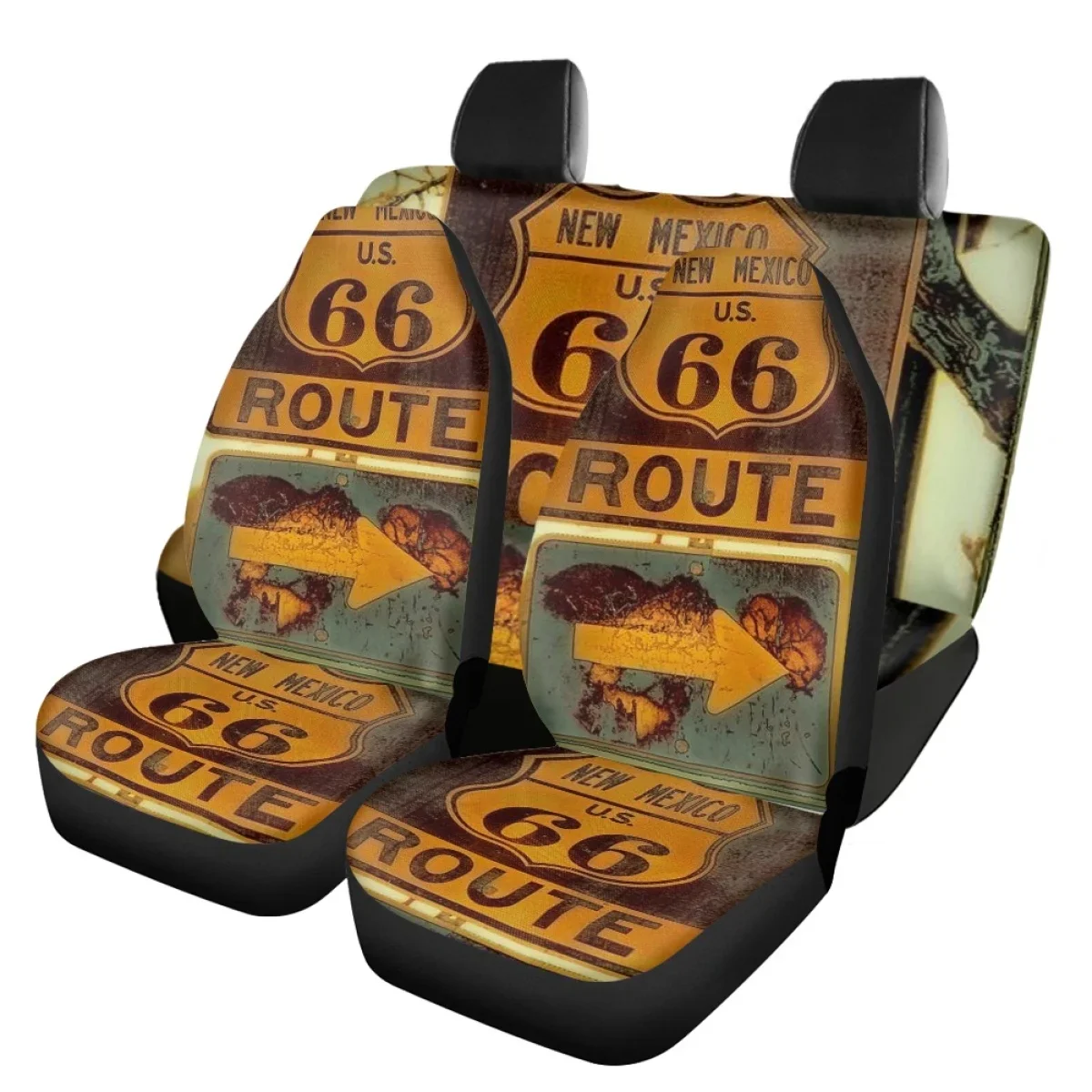 Car Seat Cover Set America Route 66 Letters for Women Universal Truck Sedan Elastic Front Back Seat Cover Vehicles Accesorios