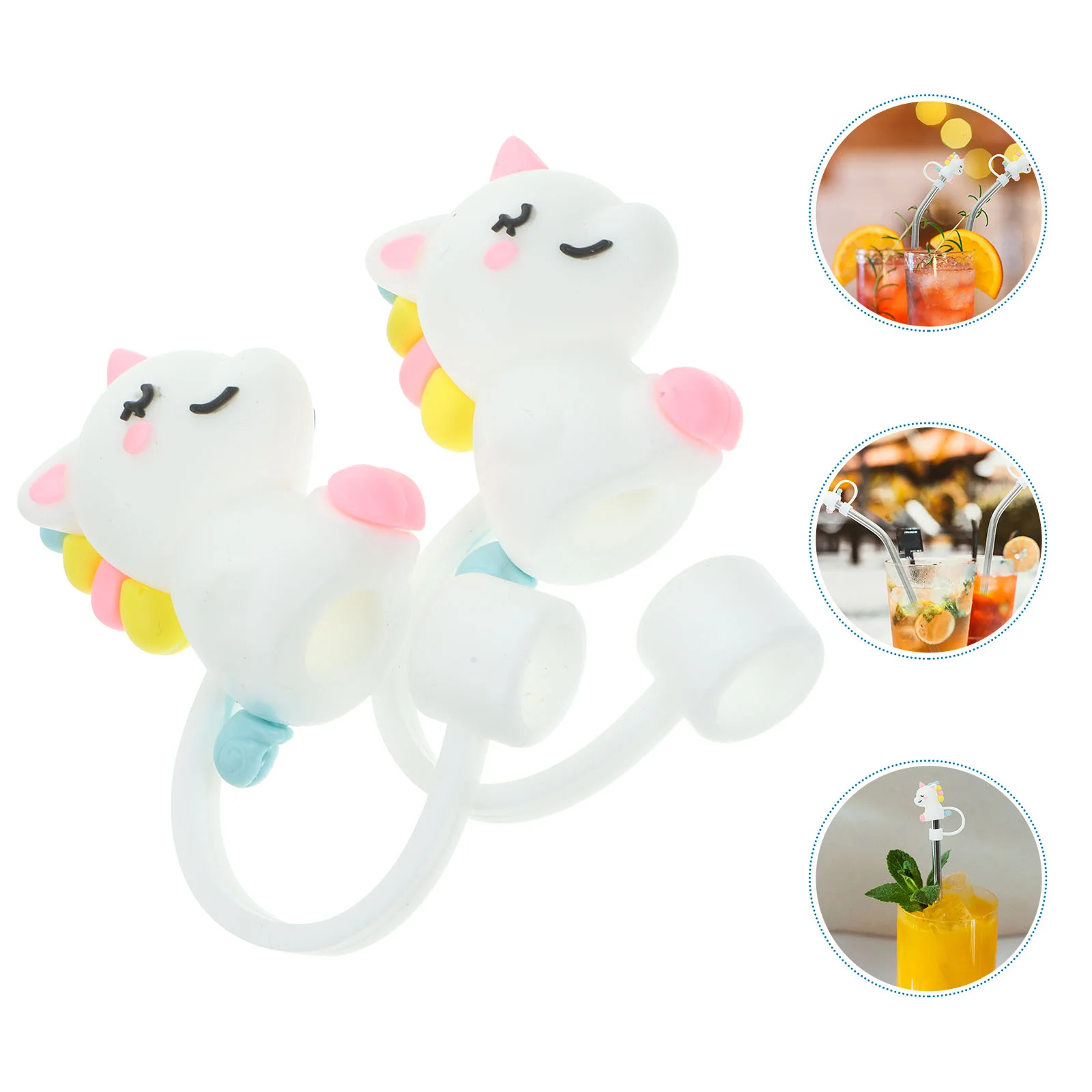 

Unicorn Straw Plugs Cover Reusable Covers Silicone Cap Tip Caps Drinking Protectors Coffee Straws