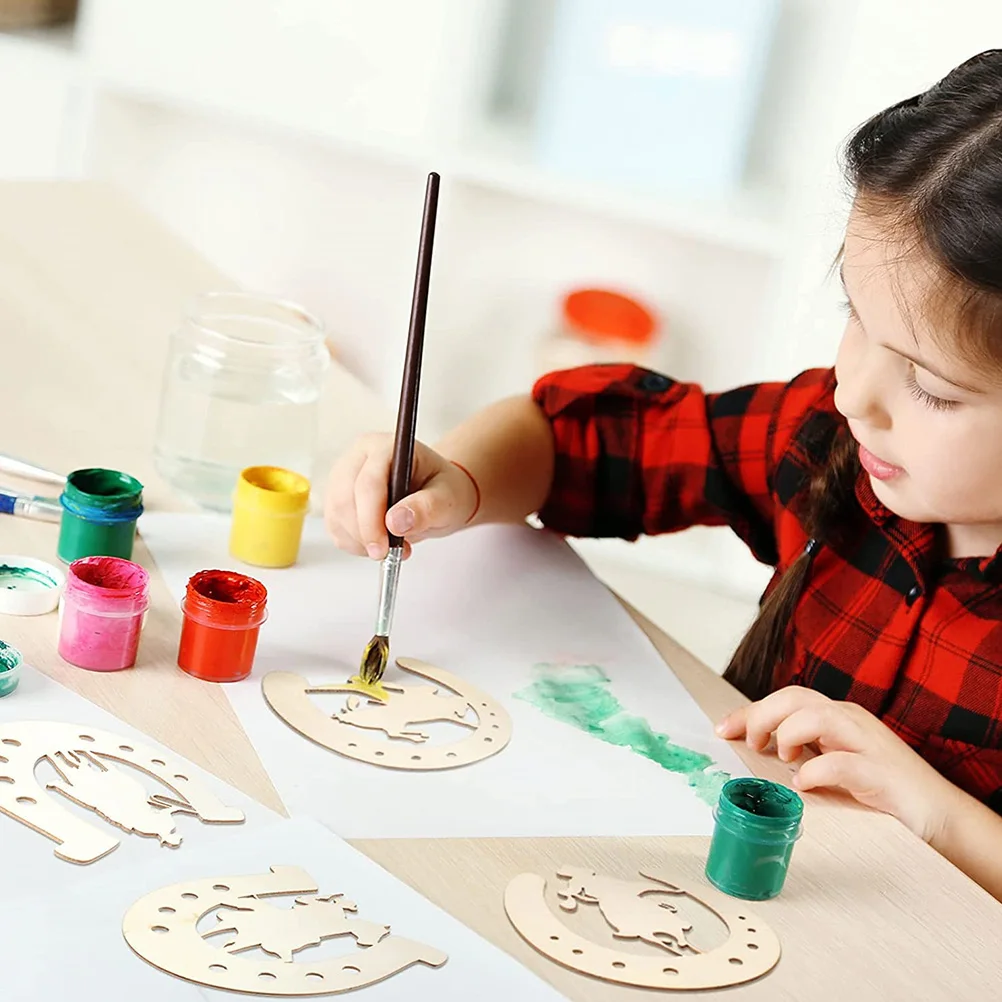

48 Pcs Wooden Horseshoe Shape DIY Craft Slices Lightweight Graffiti naments Kids Room Decorations Unfinished Cutouts
