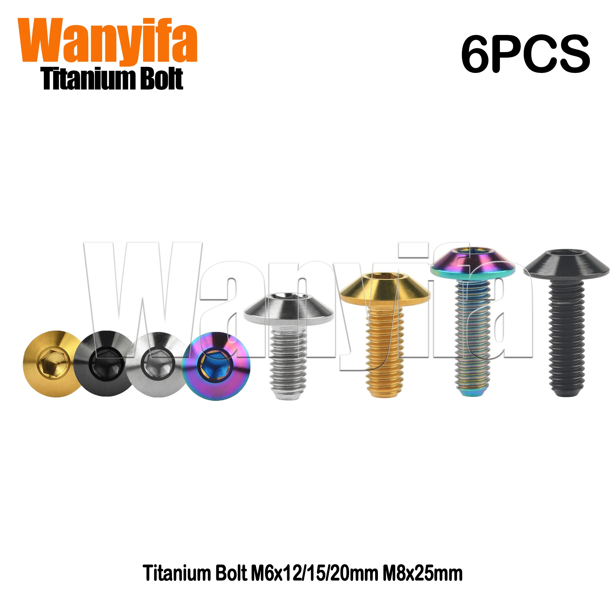 

Wanyifa Titanium Alloy Bolts M6x12/15/20mm M8x25mm Allen Sleeve Umbrella Head Screws for Bicycle Part Fasteners 6Pcs