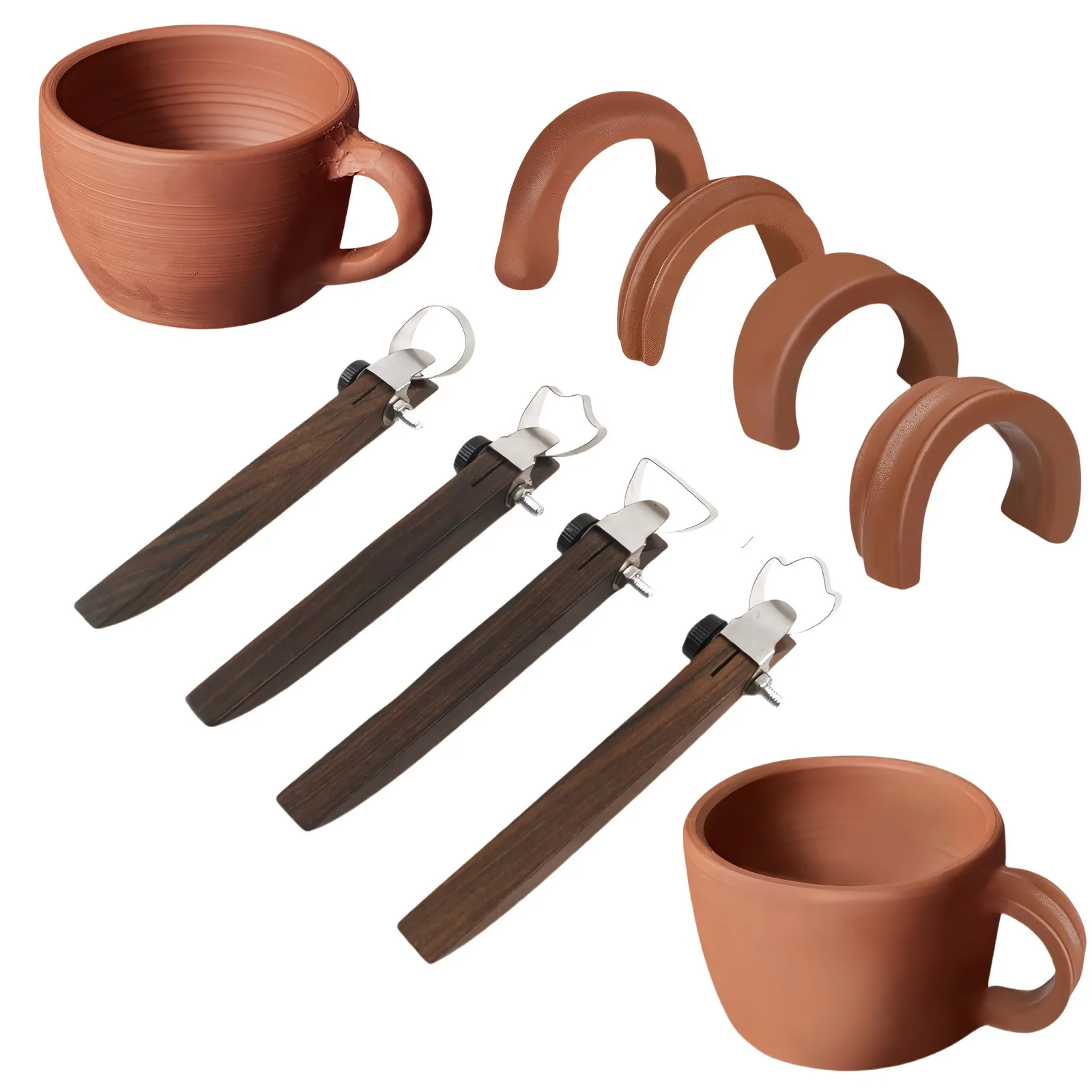 Pottery Bar Teapot Tea Cup Vessel Handle Forming Carving Knife Wooden Sculpture Scraper Pottery Hand Tool