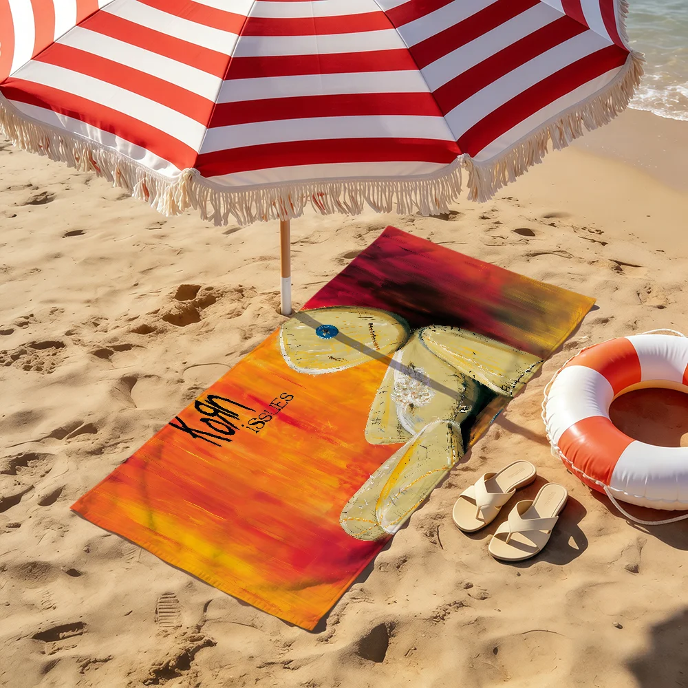 metal band k-KoRn cool black art Towel soft Dry Beach Towels Trip Towel swim Summer Holiday Vacation bathing Pool Camp Gift