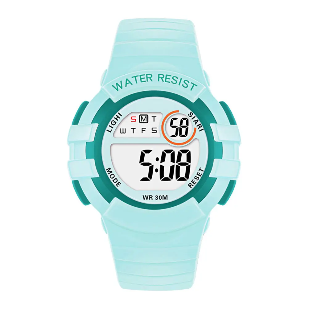 Watch Digital Watch Black Shell Yellow Circle Waterproof Alarm Stopwatch Luminous Tpu Strap Adjustable