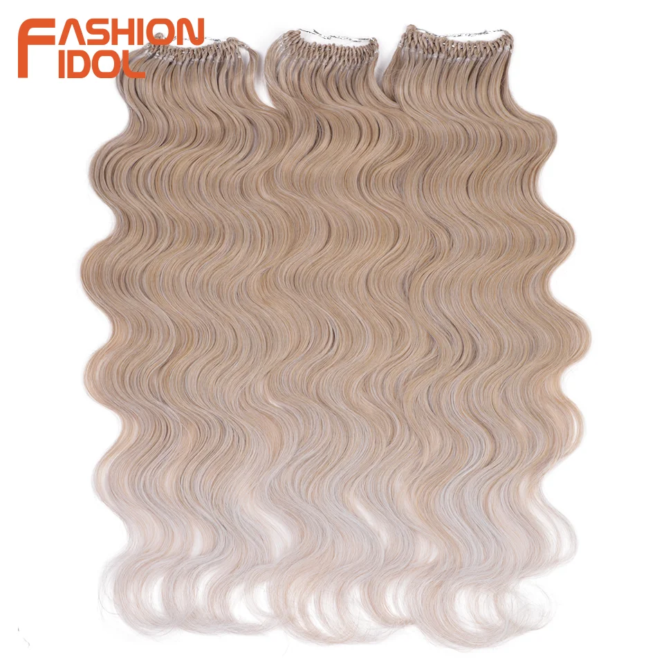 

FASHION IDOL 24 дюйма/300 г объемная волна вязанные крючком волосы синтетические омбре блондинка богиня вязанные крючком косы волосы волнистые плетение наращивание волос