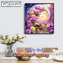Flower 5D Diy 100% Fairy Dust Diamond Painting Kit Full Square Diamond Embroidery Cross Stitch Gift AB Diamond Art Crystal Docer