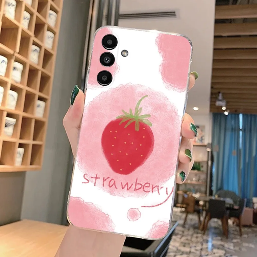 Delicious Pink Strawberry Fruit Phone Case For Samsung Galaxy A71,70,52,51,40,31,A50,30S,21S,Note20ultra Transparent Cover