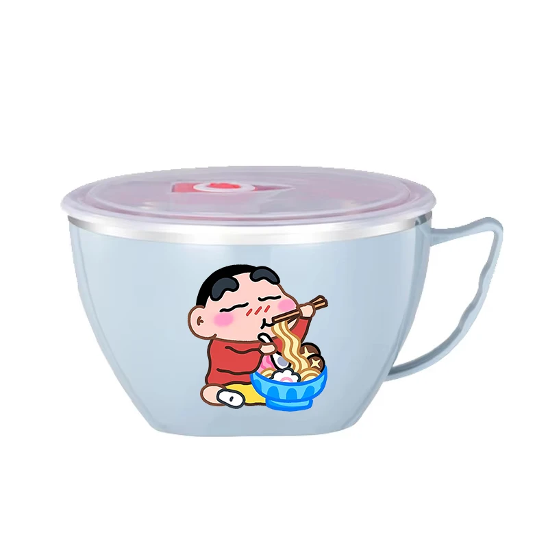 Crayon Shin-chan Noodle Bowl Large Capacity Stainless Steel Bowl Double-layer Heat Protection Instant Food Storage Container New view 2