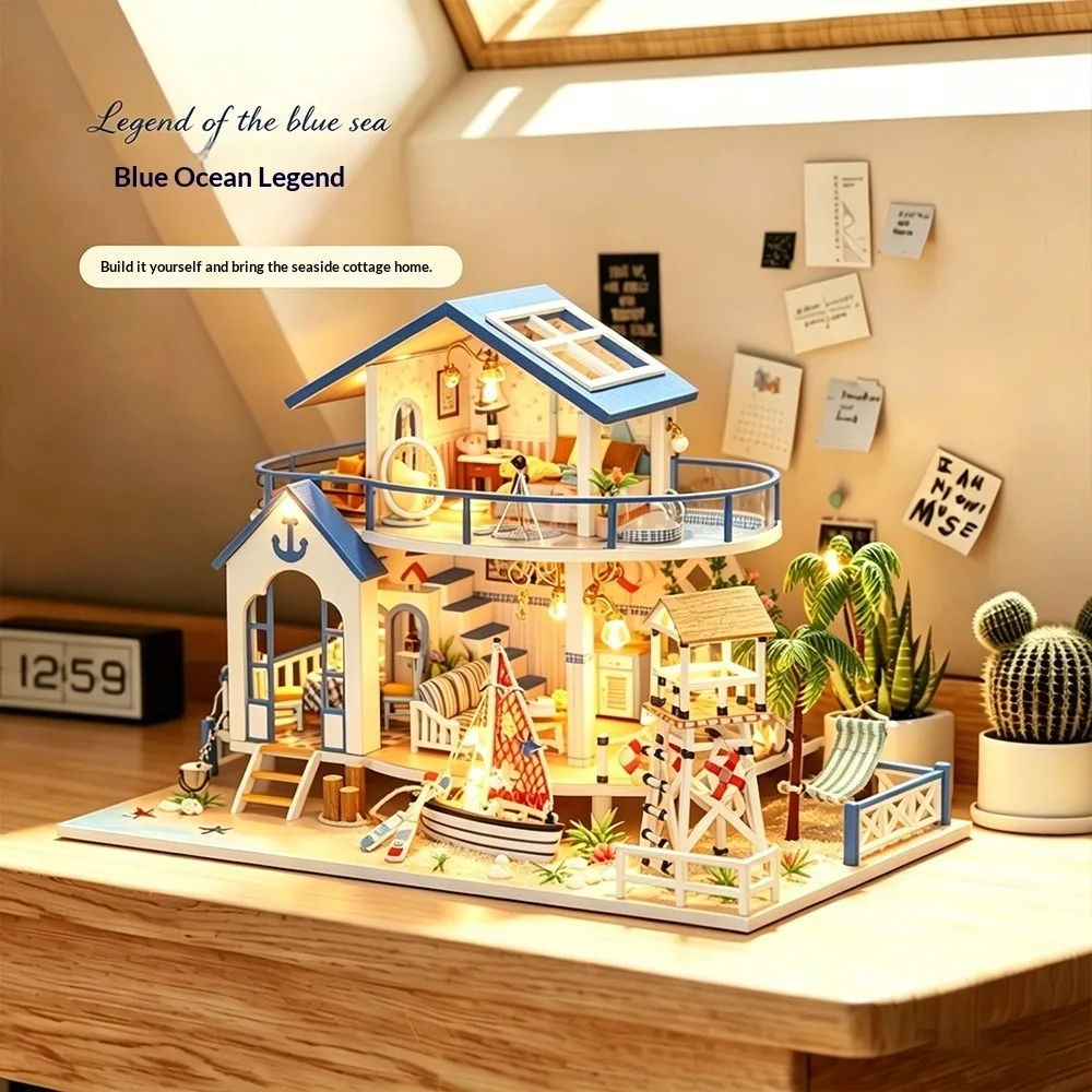 3D Wooden Puzzle DIY Miniature Dollhouse Kit Handmade Craft Model Building Set Brain Teaser Educational Toy for Adults Kids Room