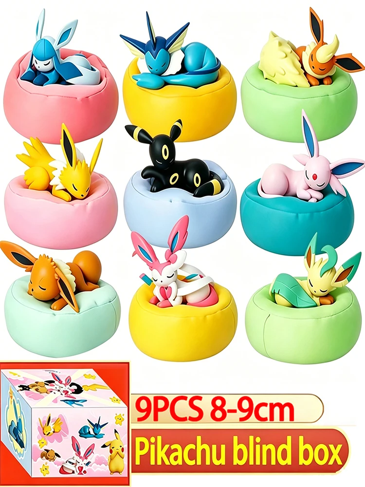 8cm Anime Pokémon Eevee Blind Box Figuren Spielzeug Multi-Form-Serie PVC-Modell Desktop-Dekoration Ornament Geburtstag Weihnachtsgeschenk
