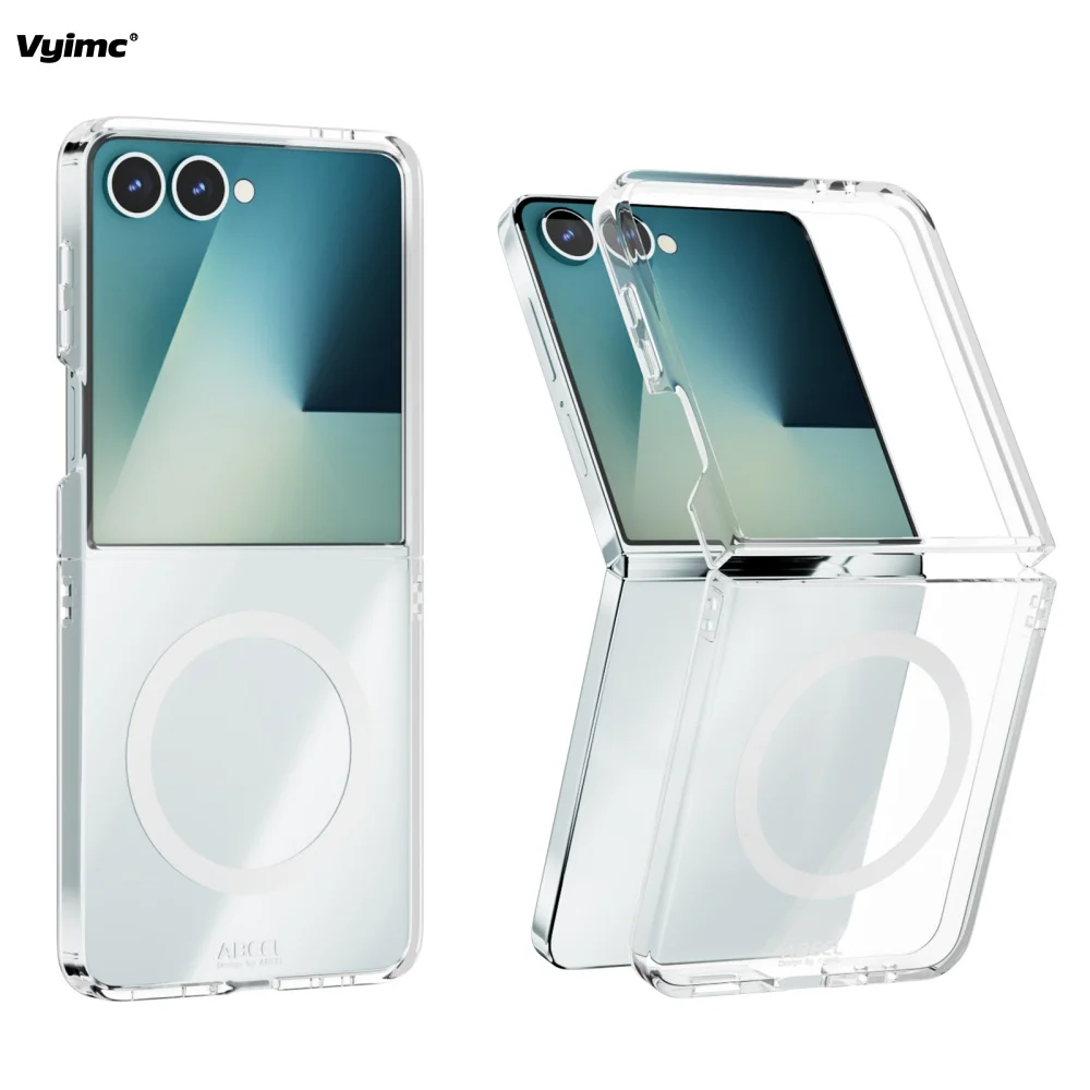 

Luxury Transparent PC Magsafe Case for Samsung Galaxy Z Flip 7 6 5 4 3 Flip6 ZFlip7 Ultra Thin PC Wireless Charging ZFlip6 Cover