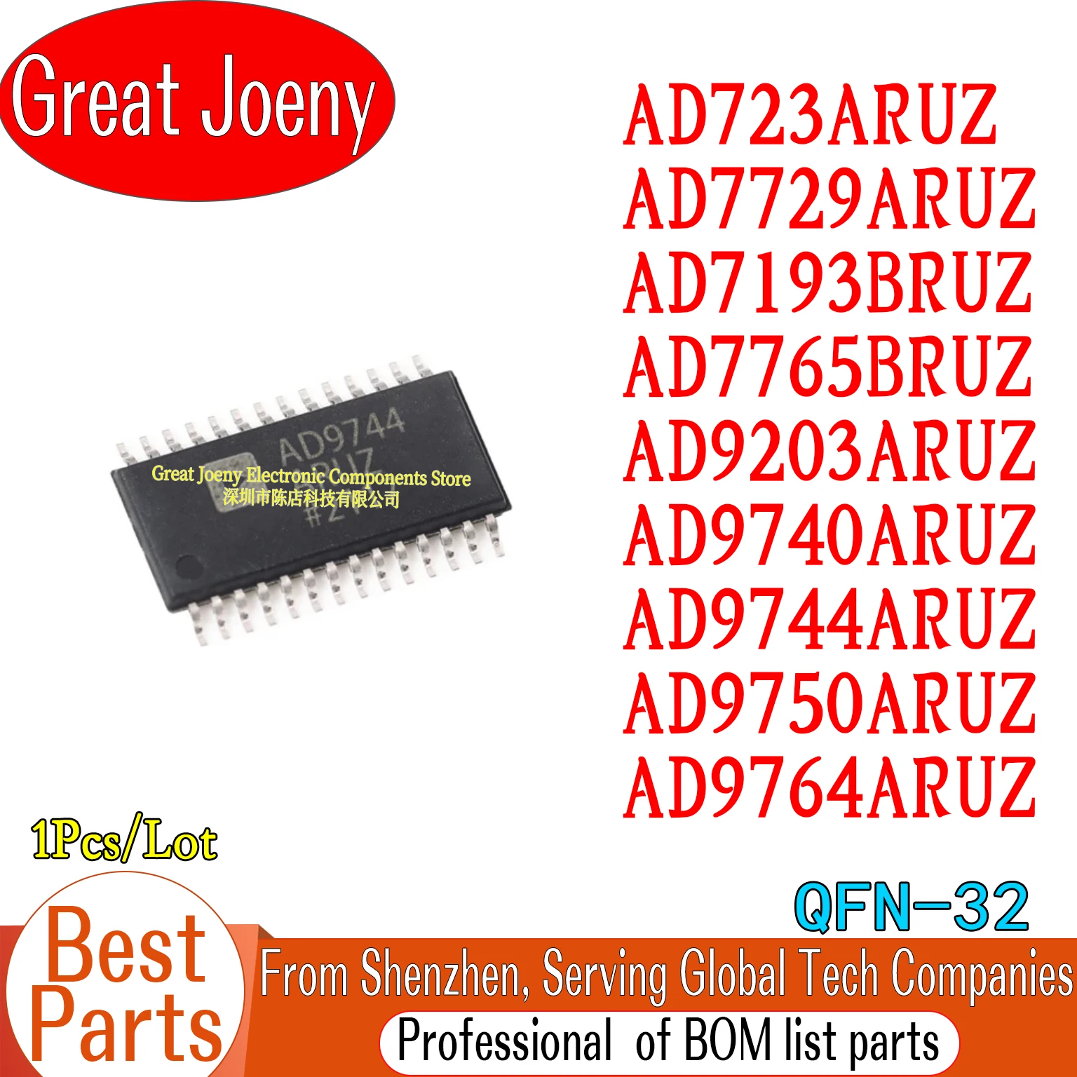 

100% New AD723ARUZ AD7729ARUZ AD7193BRUZ AD7765BRUZ AD9203ARUZ AD9740ARUZ AD9744ARUZ AD9750ARUZ AD9764ARUZ IC Chipset TSSOP-28