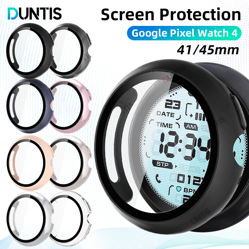 

Case+Glass for Google Pixel Watch 4 41mm 45mm PC All-around Bumper Anti-scratch Protective Cover + Screen Protector Accessories