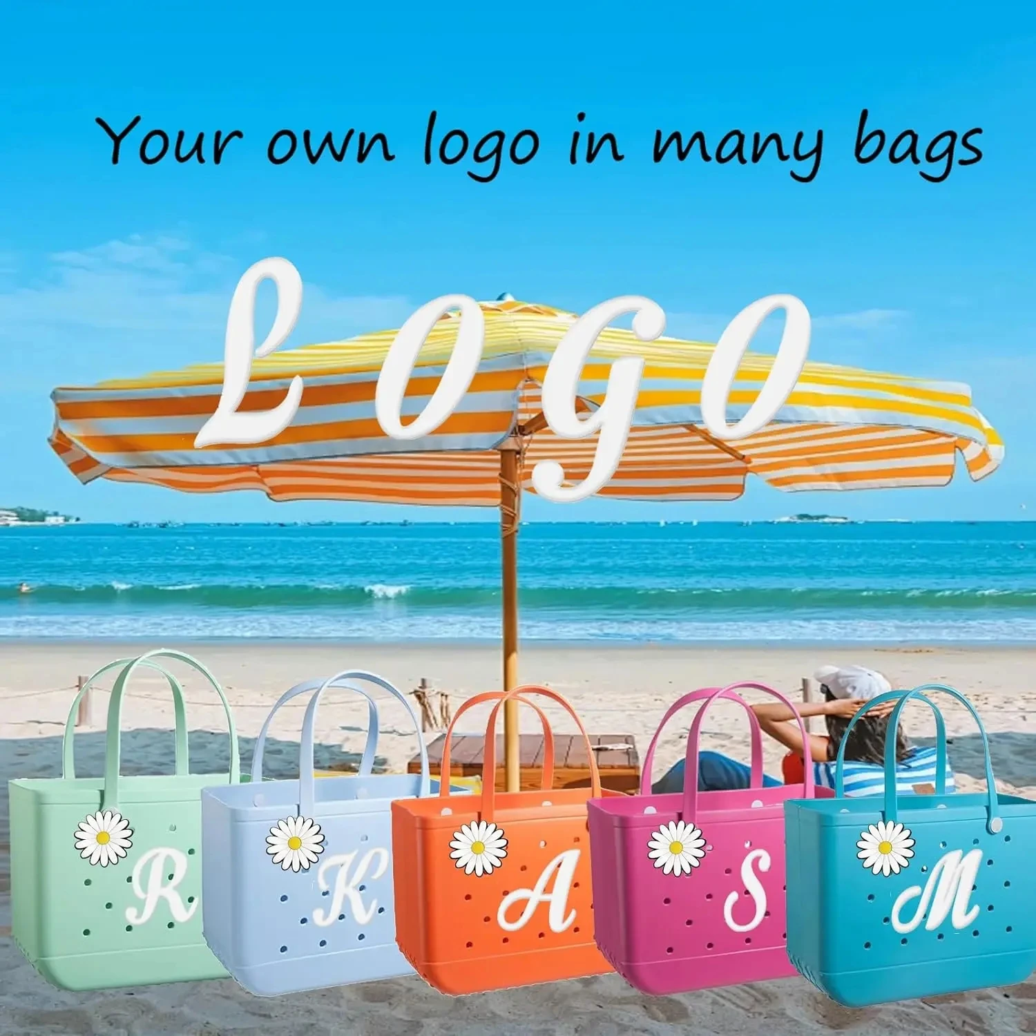 White letter plus flower 2 piece set suitable for beach bag accessories Roman letter decorative letter beach bag