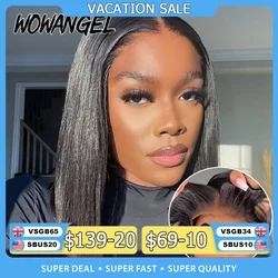 WOWANGEL 2X6 HD Lace Closure Wigs Deep Part Glueless Wig Ready to Wear 5x5 HD Lace Closure Human Hair Wigs Straight Bob Wigs