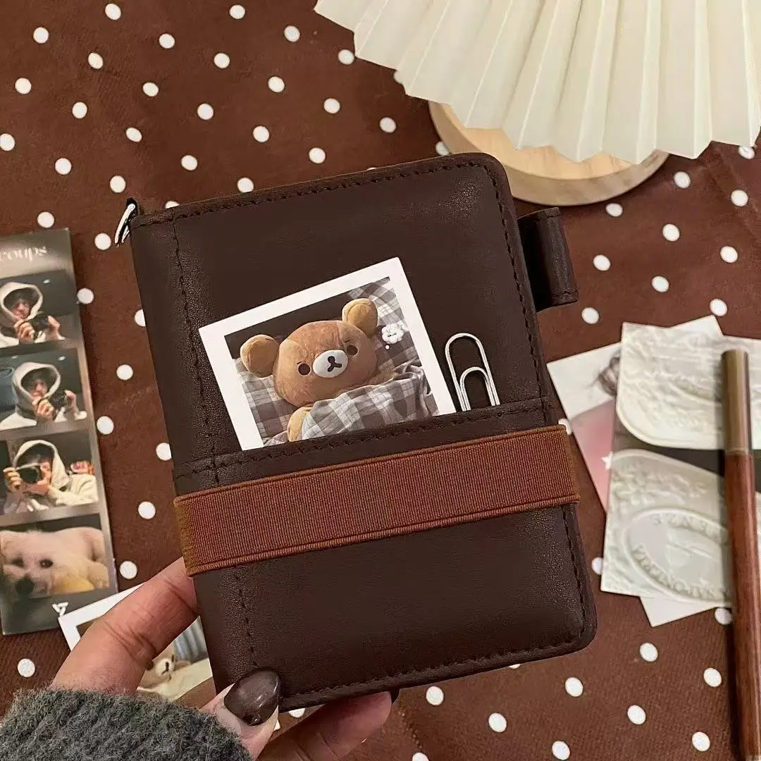 

Brown M5 Loose Leaf Notebook Transparent Removable Pages Portable Diary Planner for Students Daily Note Taking