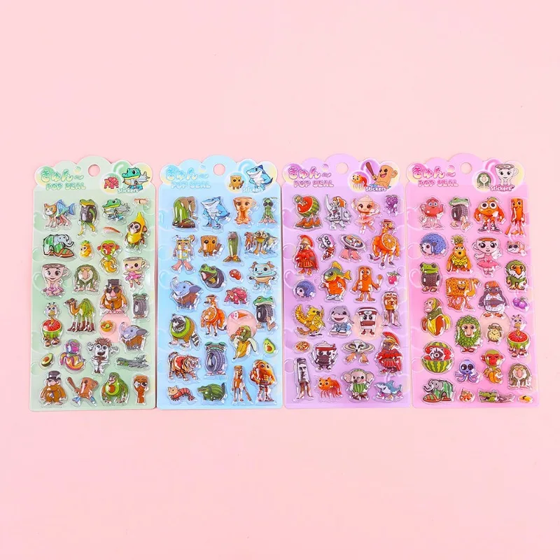 Cartoon 3D Embossed Transparent Stickers Anime Merchandise Vibrant Colors High Quality Design Reward Sticker Kawaii Gift