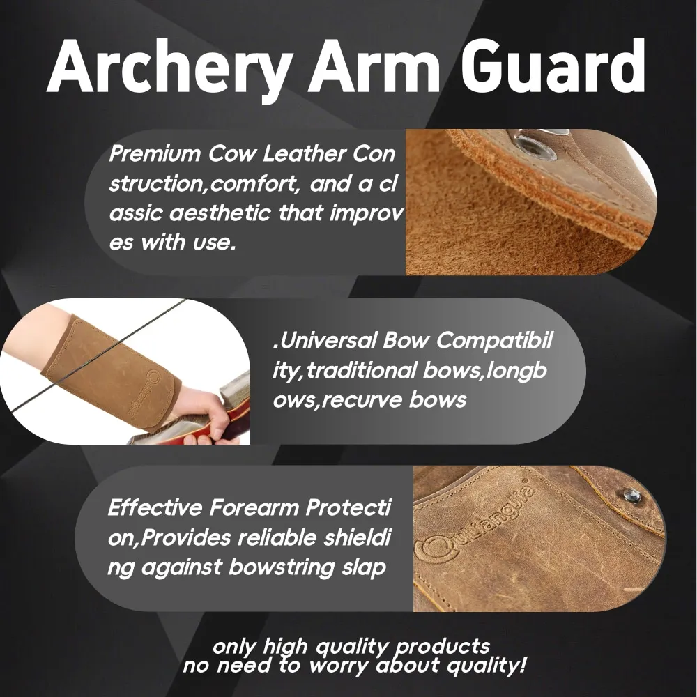 Archery Arm Guard Cowhide Leather Adjustable Protection Forearm Longbow Recurve Compound Bow Shooting Hunting Target Protector
