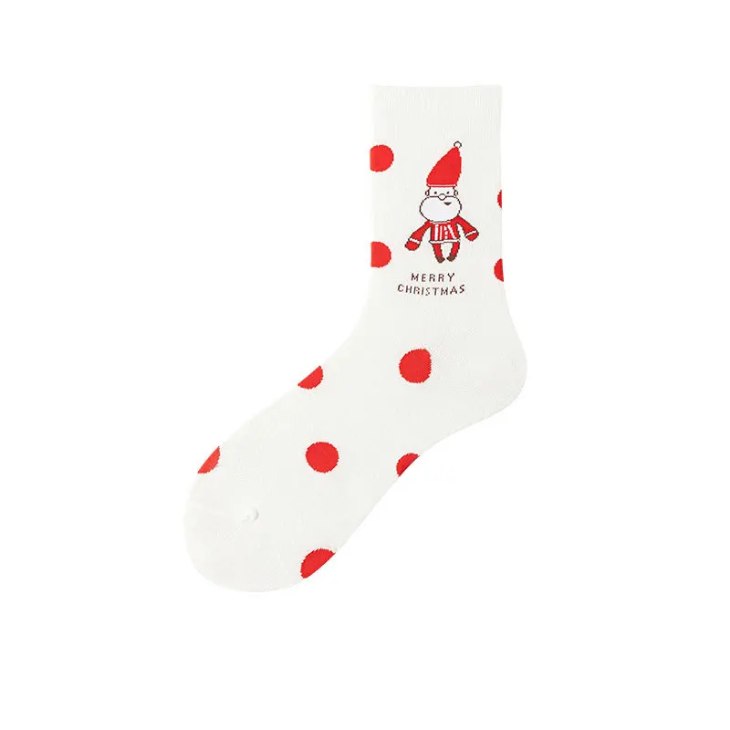 Calcetines de algodón con estampado de dibujos animados para mujer, medias transpirables y cómodas de Papá Noel, lunares, Kawaii, Navidad, 3 pares