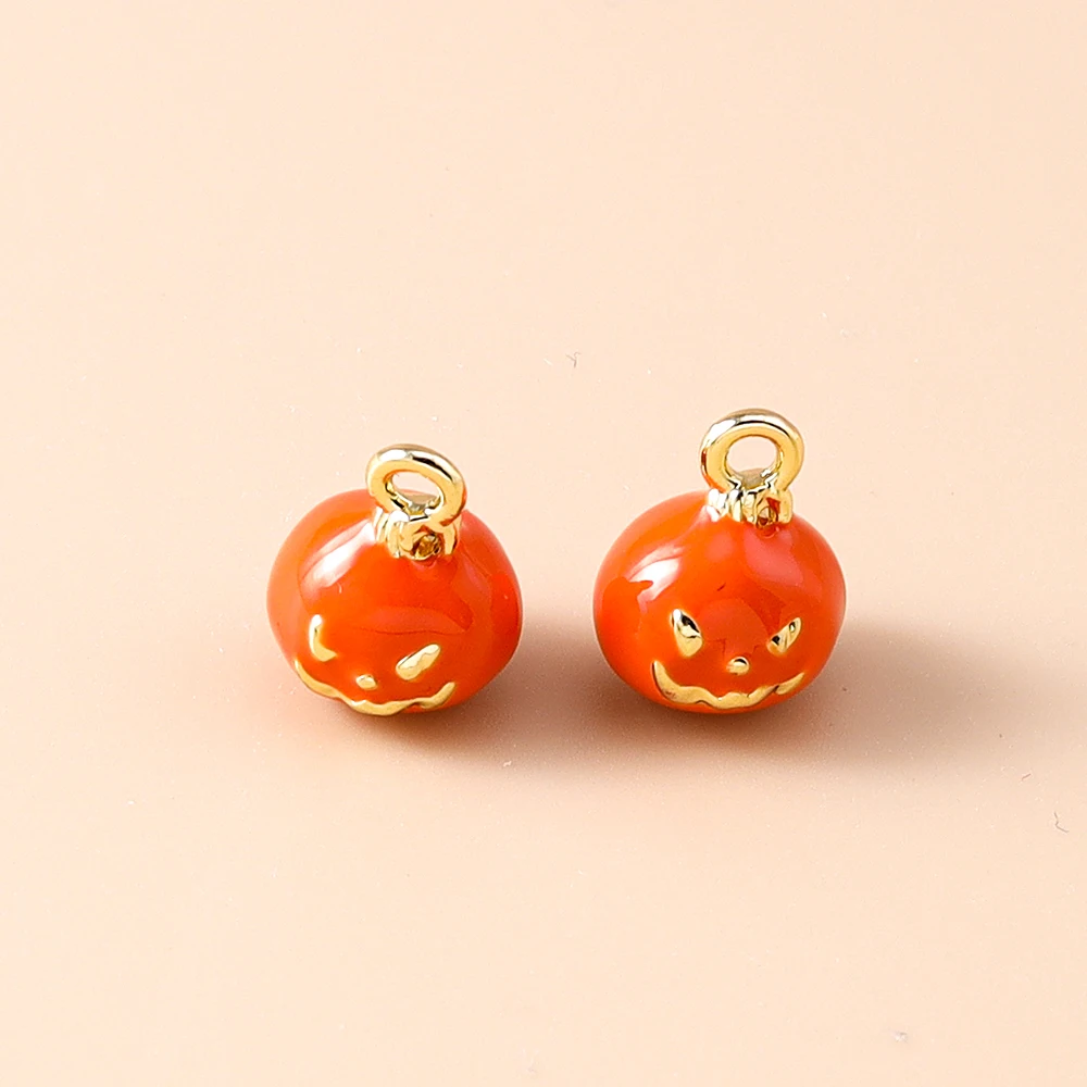 Leslie 5 Stück Niedliche Mini-Halloween-Kürbis-Anhänger, Charm-Perlen für DIY-Schmuckherstellung aus Sterlingsilber – Detail 5