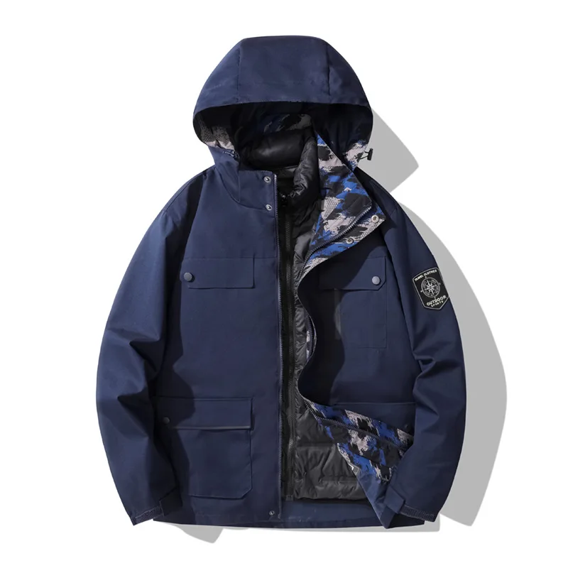 

Lightweight down Jaet Men's Outdoor Climbing Spor Fce Lined Tee-in-One Coat Thiened Polyester Fabric Urban Casual