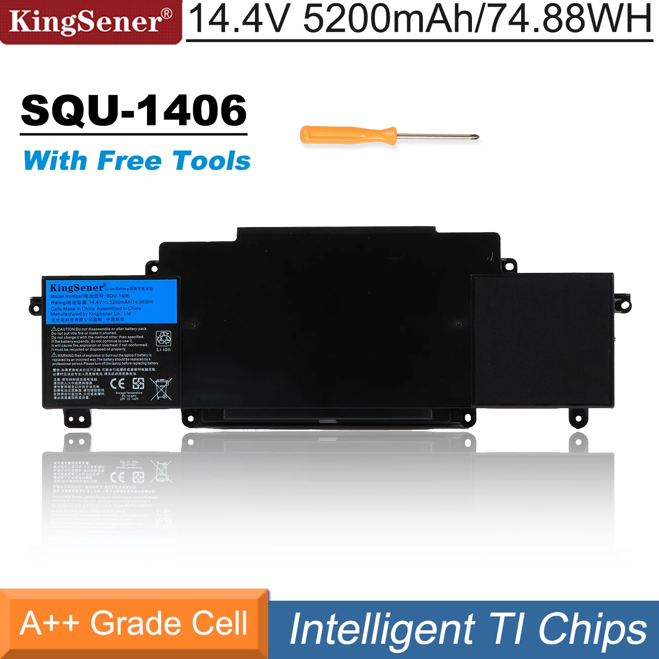 

KingSener SQU-1406 Laptop Battery For ThundeRobot 911 911-S1 S2/A/B/C/D/E/G S3 S5A S5T S6 T1 T2 T5 M1/2/3/4/5/6 F1 911GT-Y1/Y2/Y