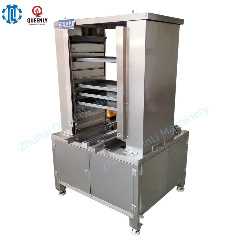 HCY Automatic Tray Feeding and Panning Machine Burger Hot Dog Frozen Dough Ball Pizza Bread Production Line Tray Delivery