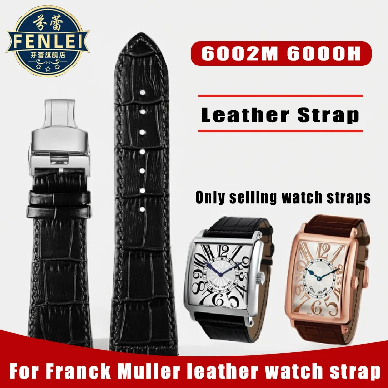 For Frank Muller FM Roman Scale 6002M 6000H Diesel Genuine Leather Strap Men\'s Leather Bracelet Quick Release Watchband 26mm 30