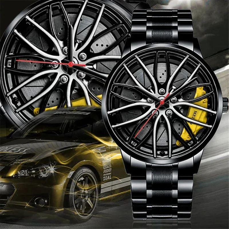 Fashion Mens Luxury Watches Sports Car Watches Sport Rim Hub Wheel Wristwatch Car Quartz Men\'s Watches Creative Watch