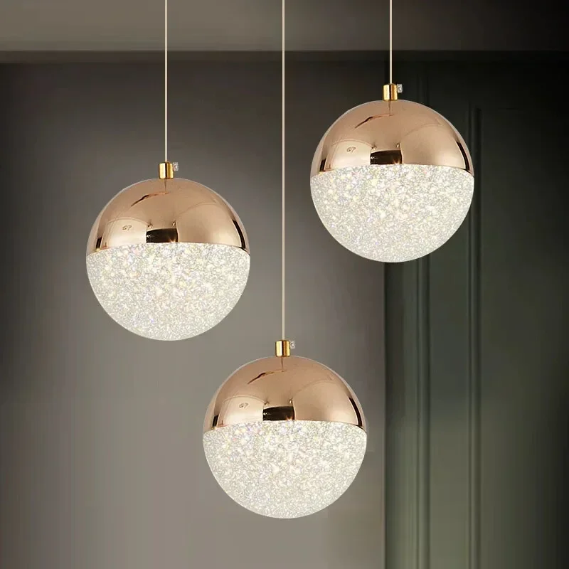 

Nordic LED Dining Chandelier Creative Simple Acrylic Half Ball Indoor Pendant Lamp for Restaurant Aisle Corridor Pendant Lamp