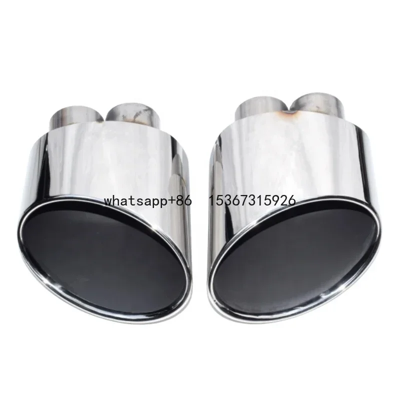 Silver Exhaust Pipe For RS3 RS4 RS5 RS6 RS7 Car Accessories Double Inner Exhaust Tip For S3 S4 S5 S6 S7 Muffler Tip Nozzle