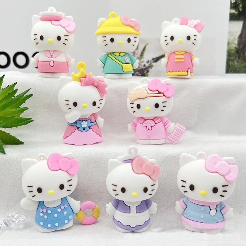 8pcs/Set Sanrio Hello Kitty Action Figure Toys Cute Kuromi My melody Cinnamorol Figurine Anime Dolls Children Kids Xmas Gift Toy