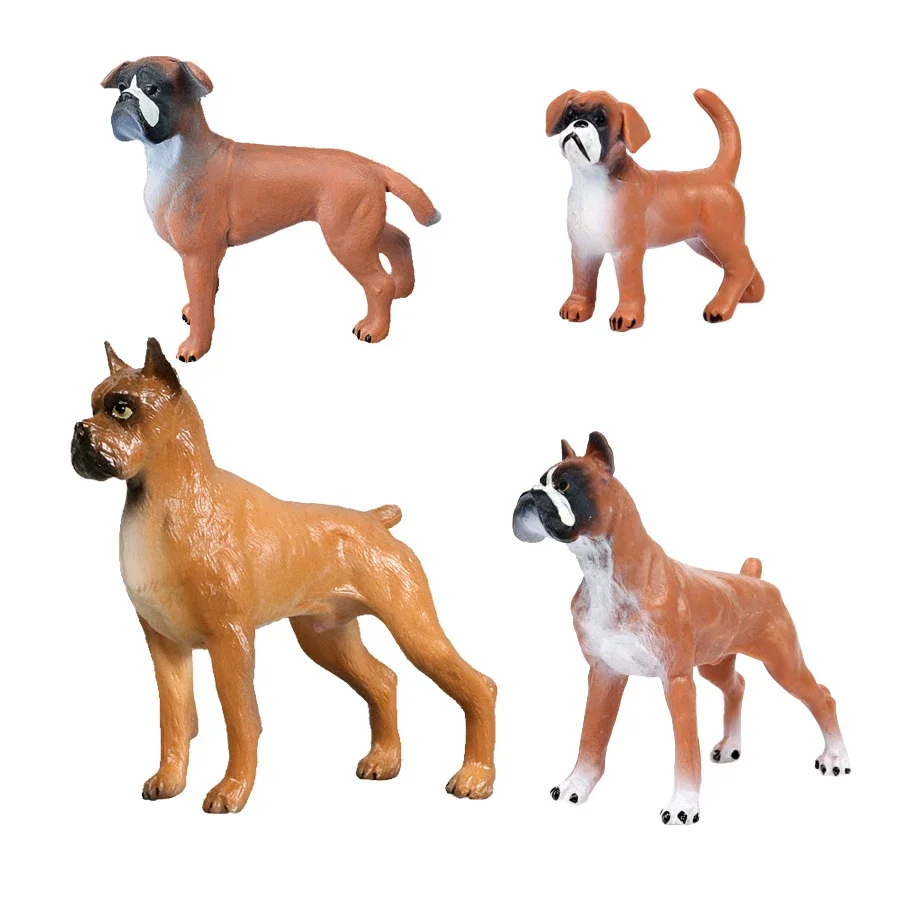 

Simulation Plastic Animal Figurine Cute Pet Dog German Boxer Figures Playset Bulldog Model Collectible Decoration Kids Toys Gift