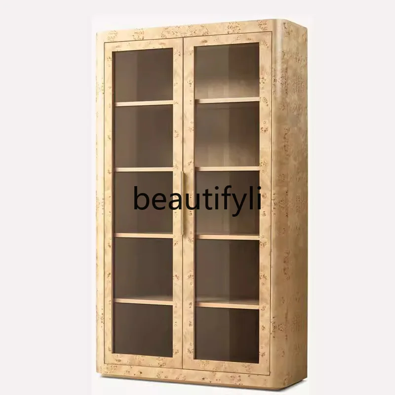 

American country solid wood locker bookcase model house designer retro furniture