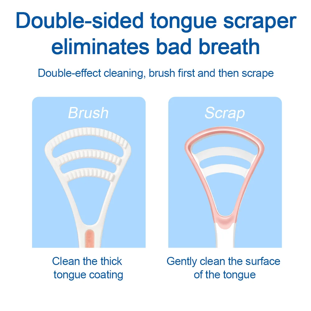 Spazzola raschietto per lingua in silicone a doppio uso all'ingrosso con manico ergonomico Forniture per l'igiene orale per la pulizia della lingua dell'alito fresco