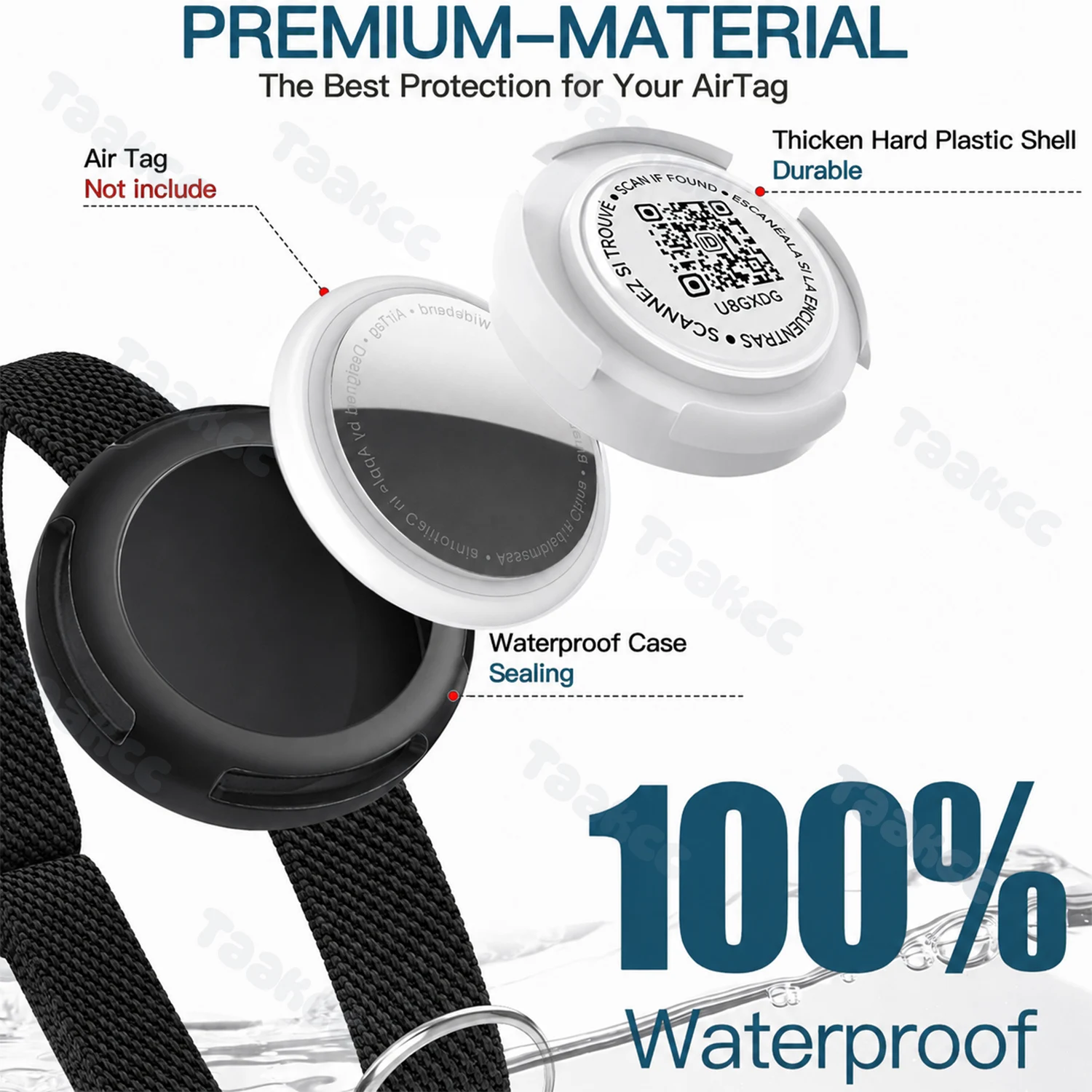 Elastic AirTag Cat Collar with Air Tag Holder (No AirTag Tracker) Pet Name QR Code Tag - Dual Protection Puppy Collar for Kitten