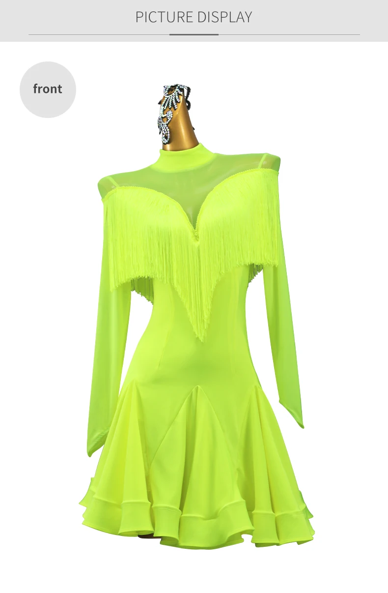 Erwachsenen-Latin-Tanzkleid Damen-Röcke Bühnenbekleidung Mädchen Elegante Party-Tanzkleidung 2026 Sportkostüm Abendkleid mit Fransen – Detail 8