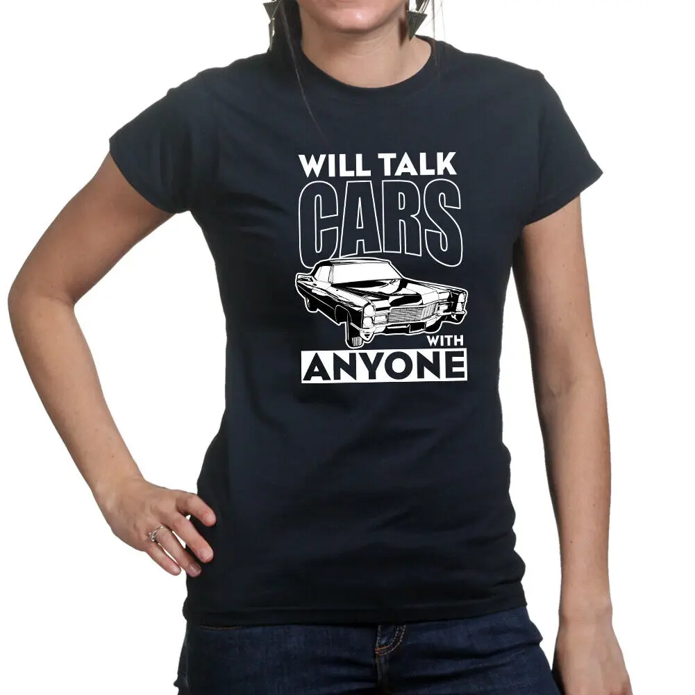 

Will Talk Cars With Anyone Classic Vintage Sports Funny Ladies T shirt Tee Top