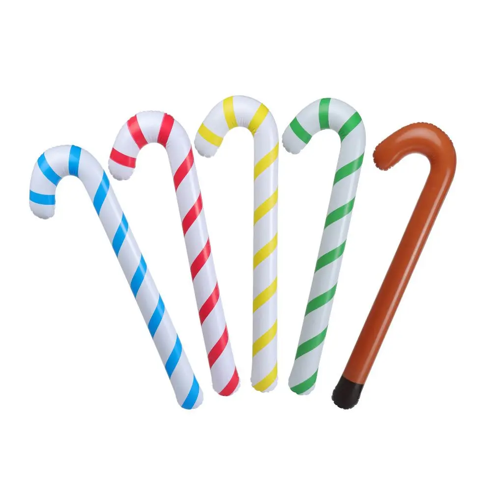 

3Pcs PVC Home Party Balloons Hanging Ornaments Crutch Balloons Christmas Candy Cane Inflatable Toys Santa Claus Walking Stick