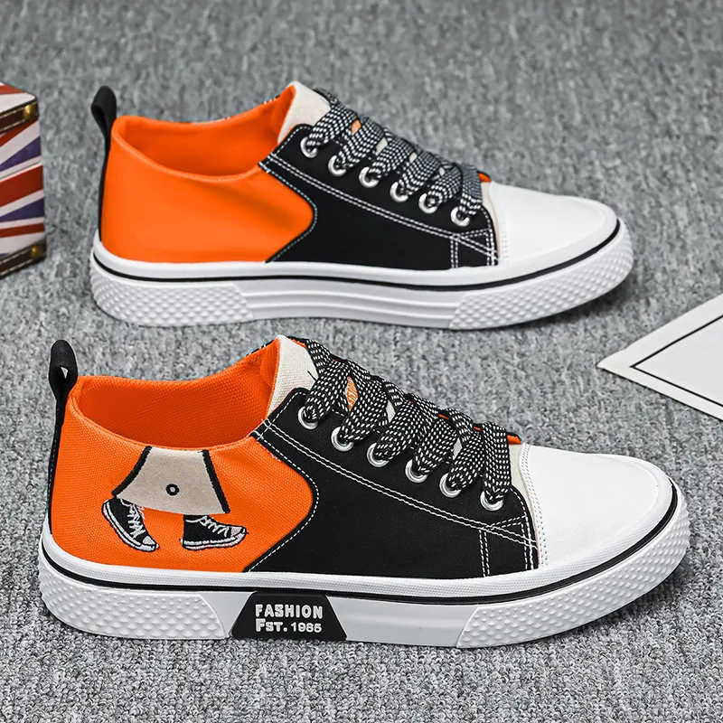 

Men's Canvas Shoes Summer Trend Comfortable Lace-up Vulcanized Shoes Student Graffiti Lightweight Flat Shoes Zapatos Para Hombre