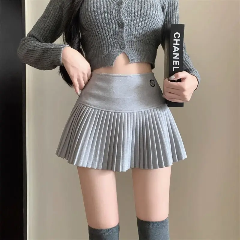 

Women Autumn Winter New High Waisted Woolen Short Skirt Commuting Fashion Sexy Tall Pleated Skirt Casual Versatile Half Skirt