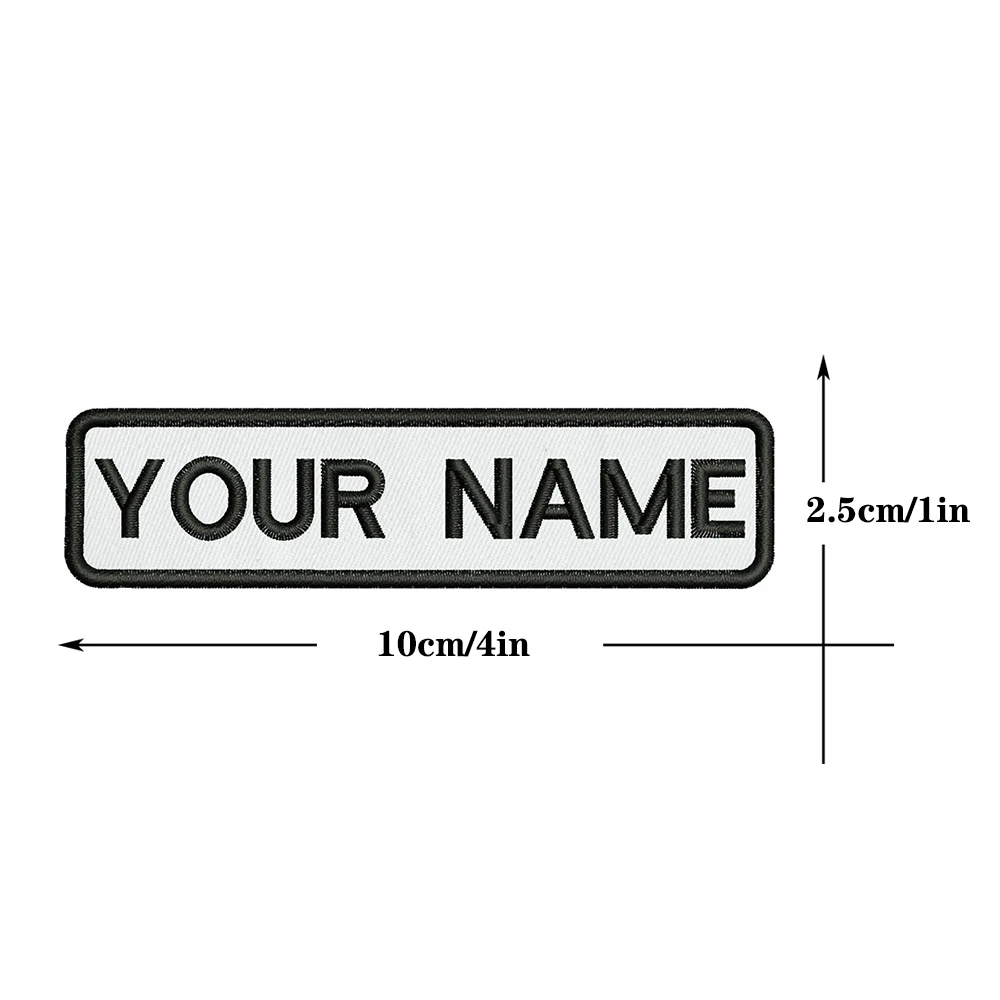 White Backgroun 10X2.5cm Embroidery Custom Name Text Patch Stripes Badge Iron On Or  Patches