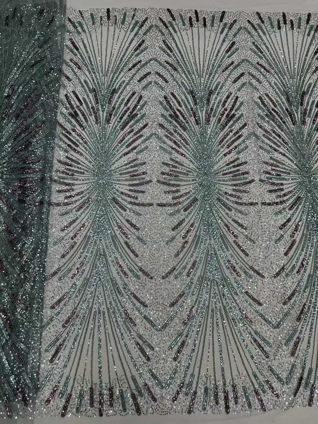 2025 Latest Elegant Best Quality Mixed Colors Luxurious Beaded Tube Lace With Stones fabric For Party Evening Dresses U_Ge7586