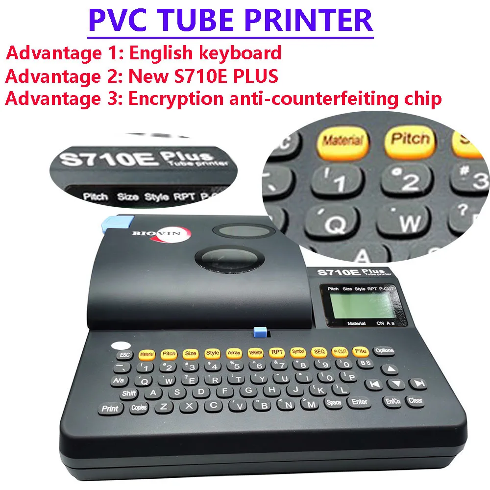 Portable thermal transfer printer PLUS S710E can be connected to a computer for printing PVC TUBE heat shrink tubing label tape