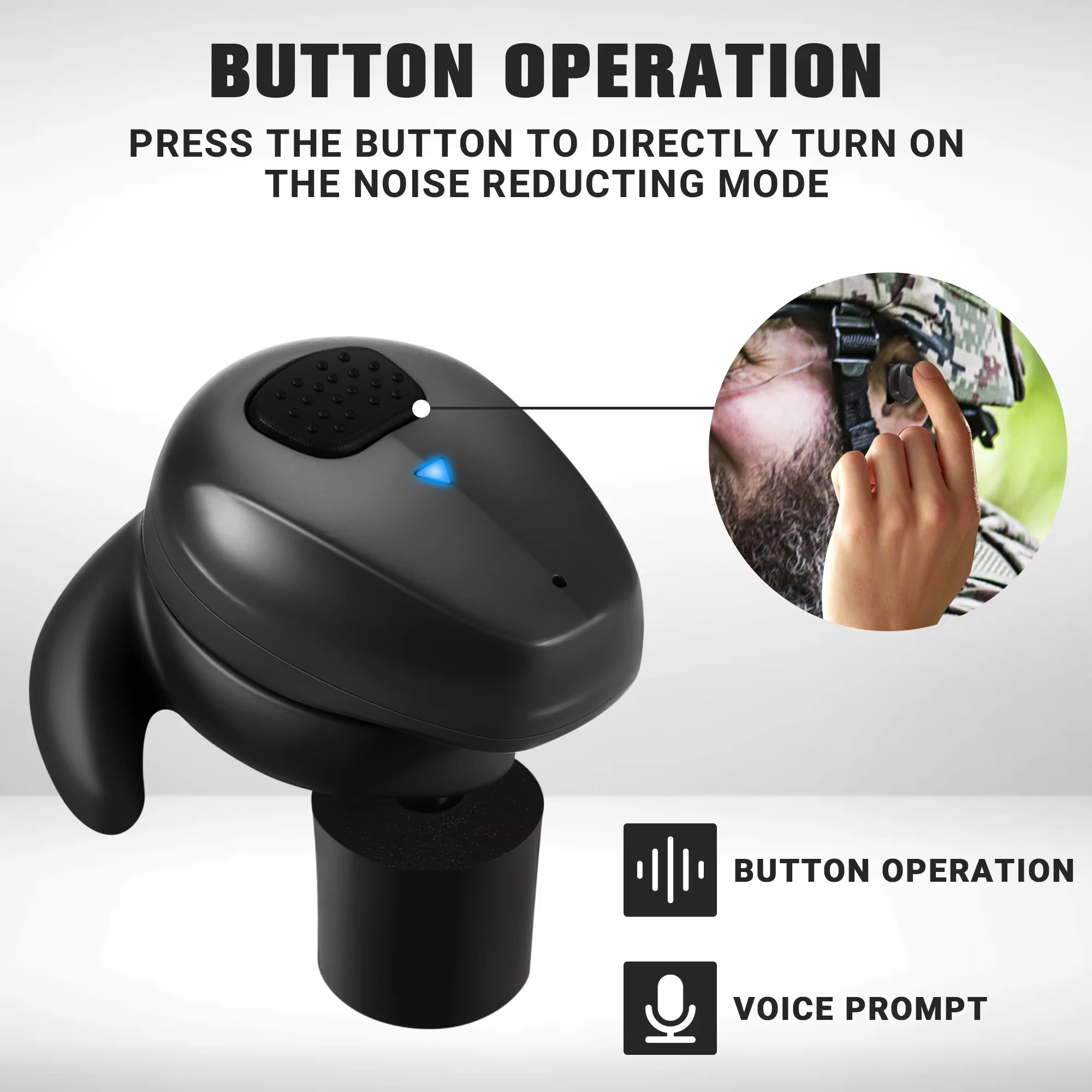 YHKEMA Shooting Earplugs NRR27dB - Tactical Bluetooth Earbuds with Active Noise Cancelling for Hunting Ear Protection​