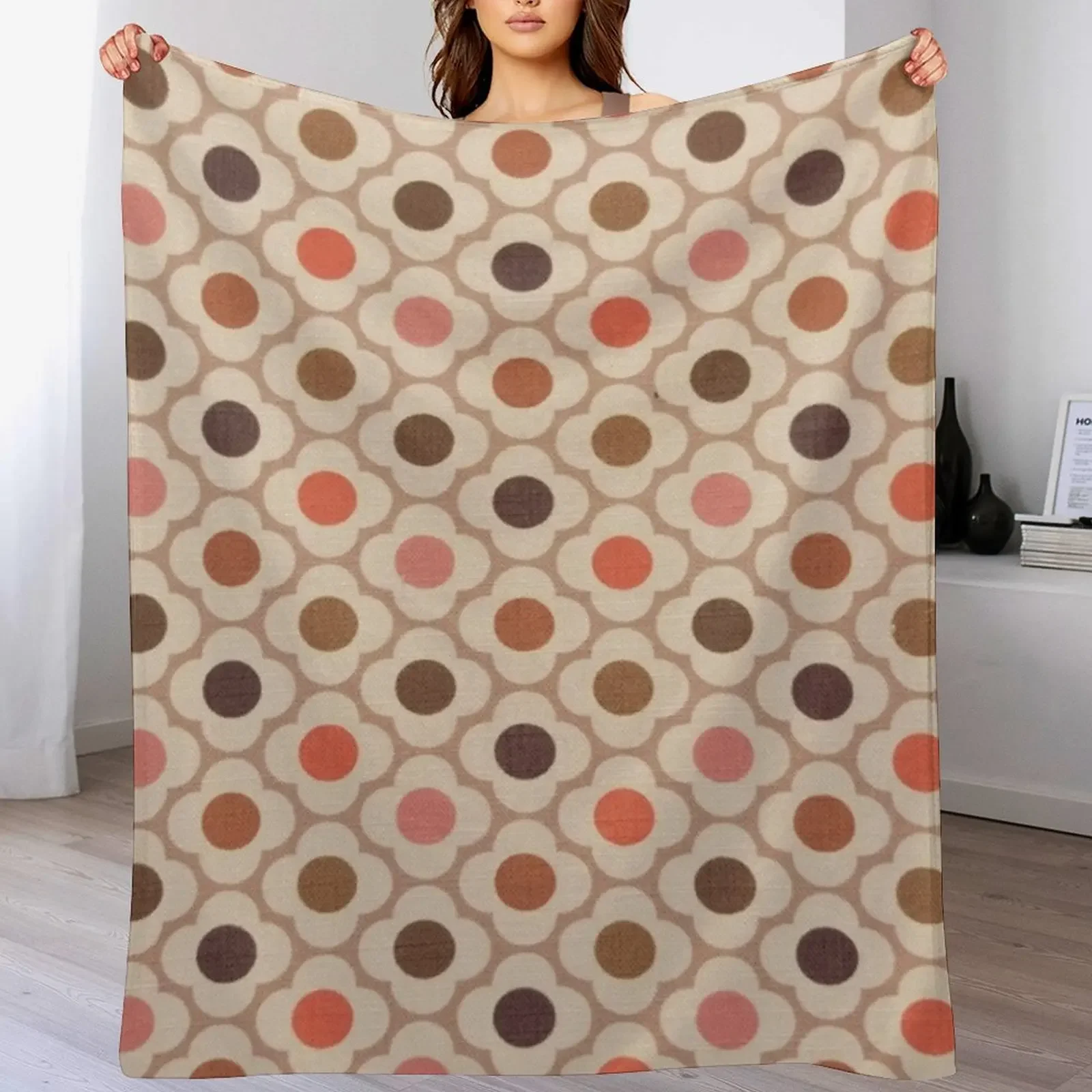

orla kiely spot flower, orla kiely abstract mini spots flowers design Throw Blanket Warm Flannel Blanket for Couch Chair Bedroom