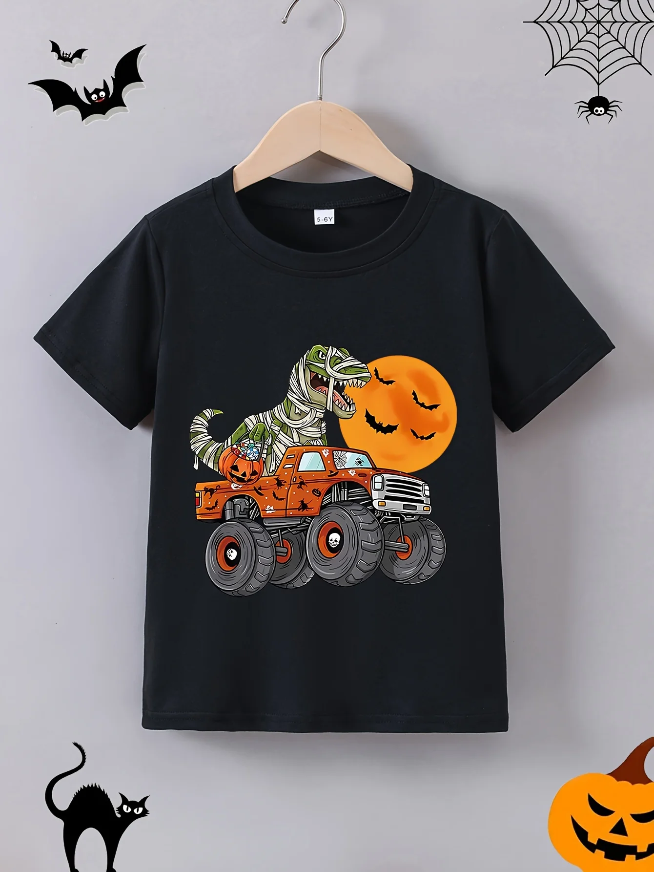 

Everyday Boys Girls Summer Short Sleeve "Cartoon Dinosaur Truck" Printed T-Shirt Kids Fashion Tops Regular Fit Halloween Tops