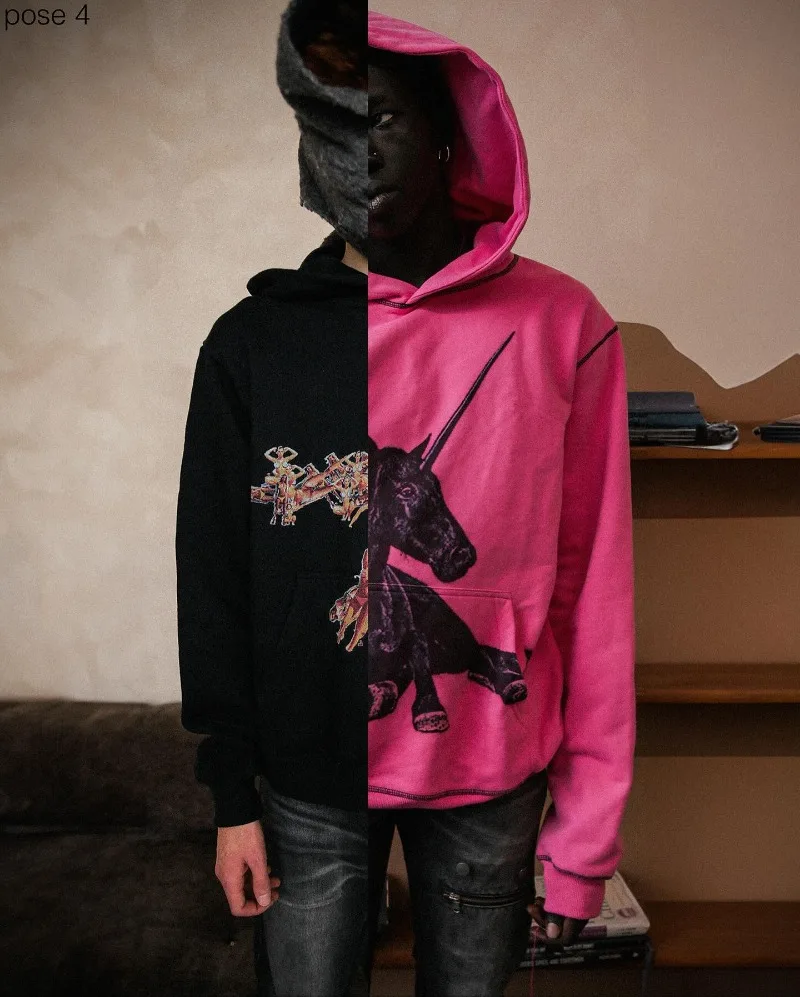 Y2K خمر هوديي طباعة نمط القوطي الطباعة البلوز المتضخم هوديي الشارع الشهير الرجال النساء الهيب هوب مريحة البلوز