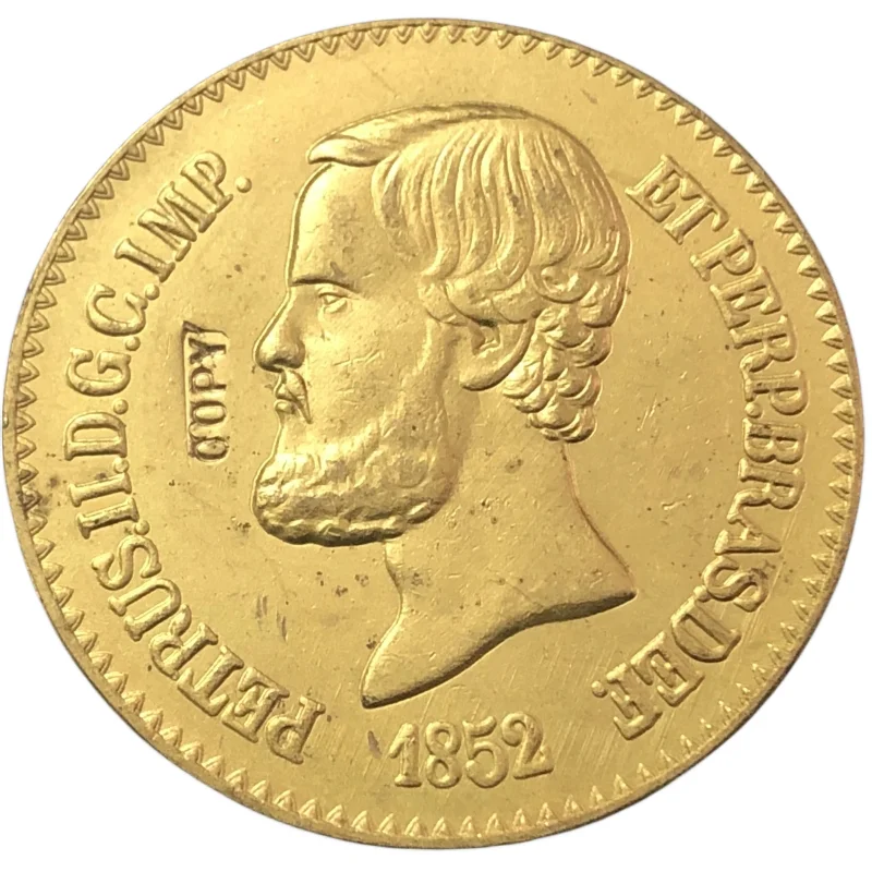 1852 Brazil 20000 Reis - Pedro II Copy Gold Coin