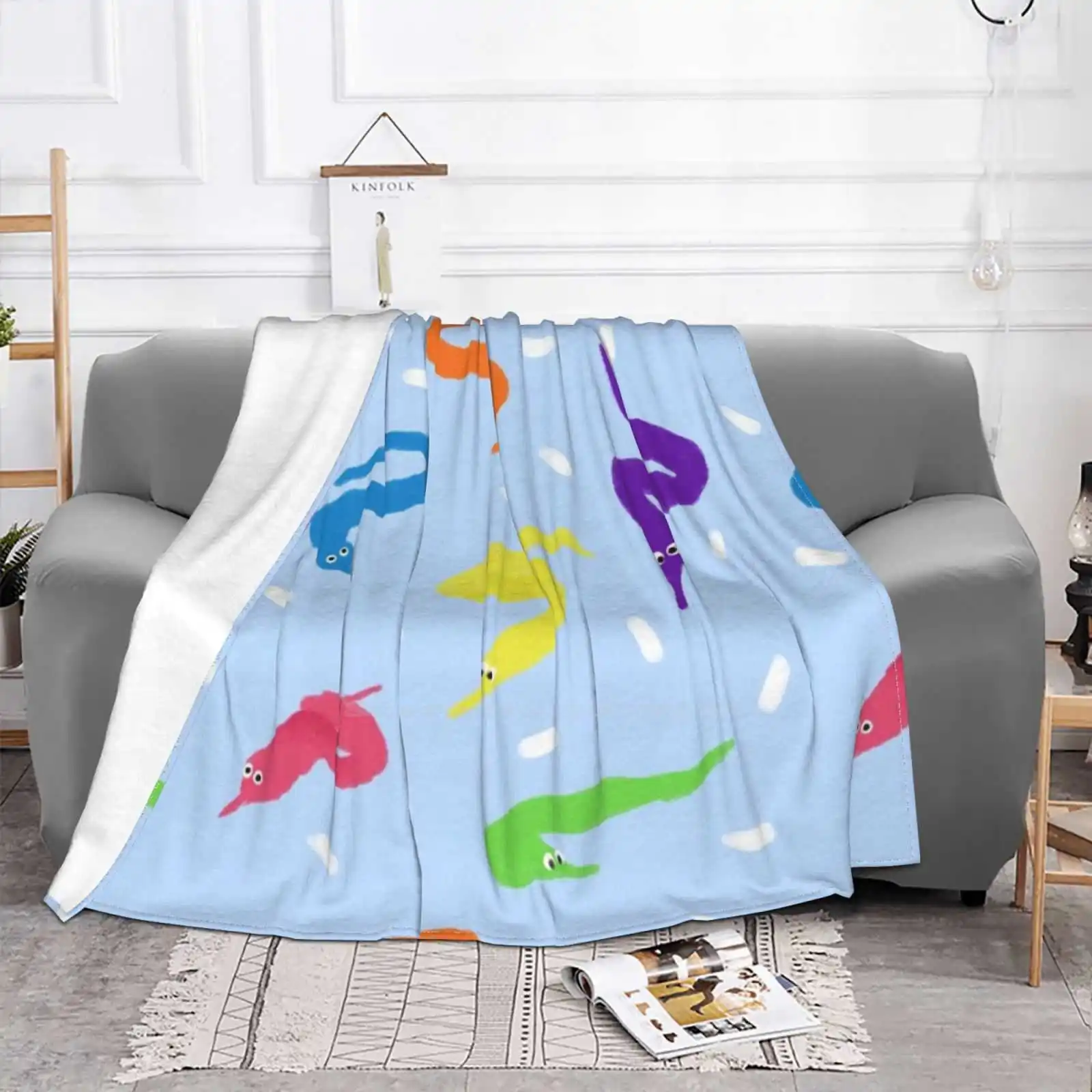 Worm On A String Babey! Low Price New Print Novelty Fashion Soft Warm Blanket Worm On A String Colorful Rainbow