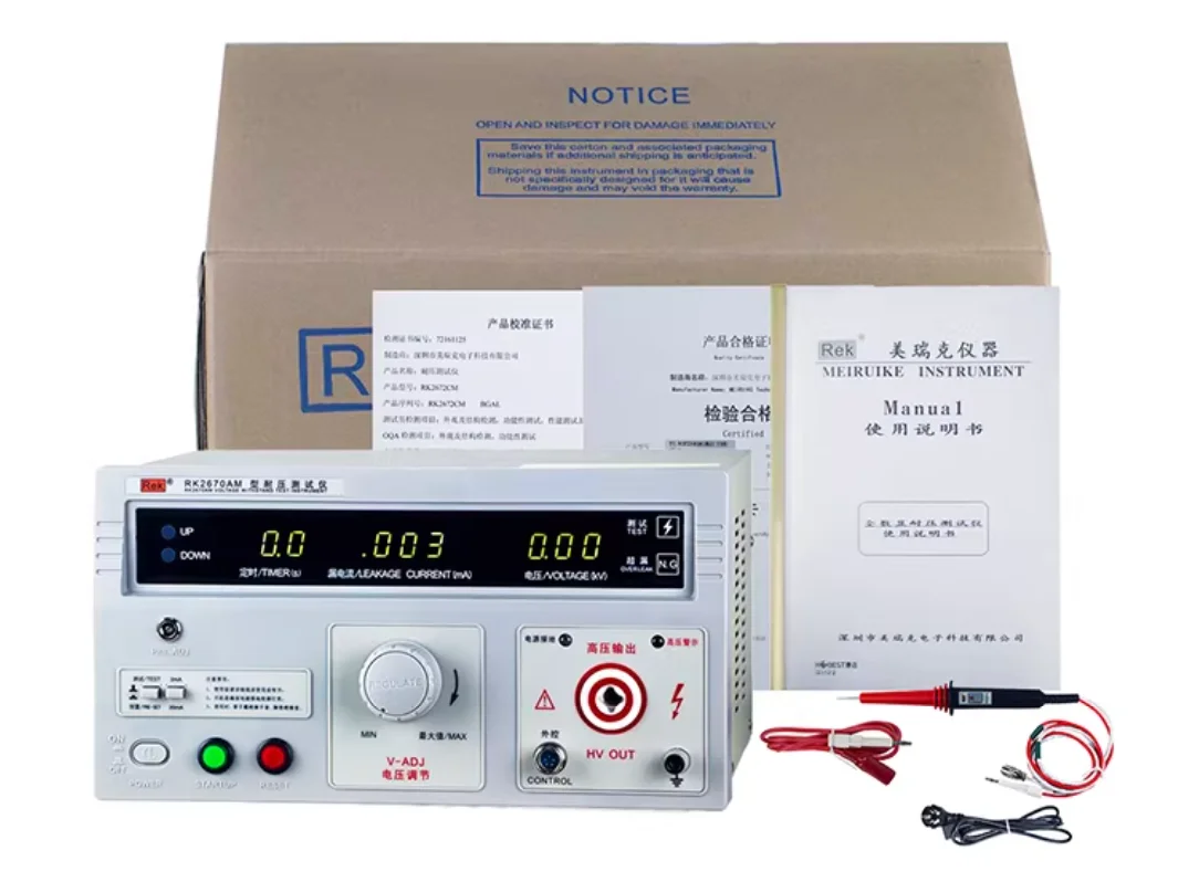 

Тестер выдерживаемого напряжения RK2670AM (Hi-Pot Tester) для испытаний на диэлектрическую прочность переменного тока 0–5 кВ, оборудование для проверки безопасности высоковольтного оборудования